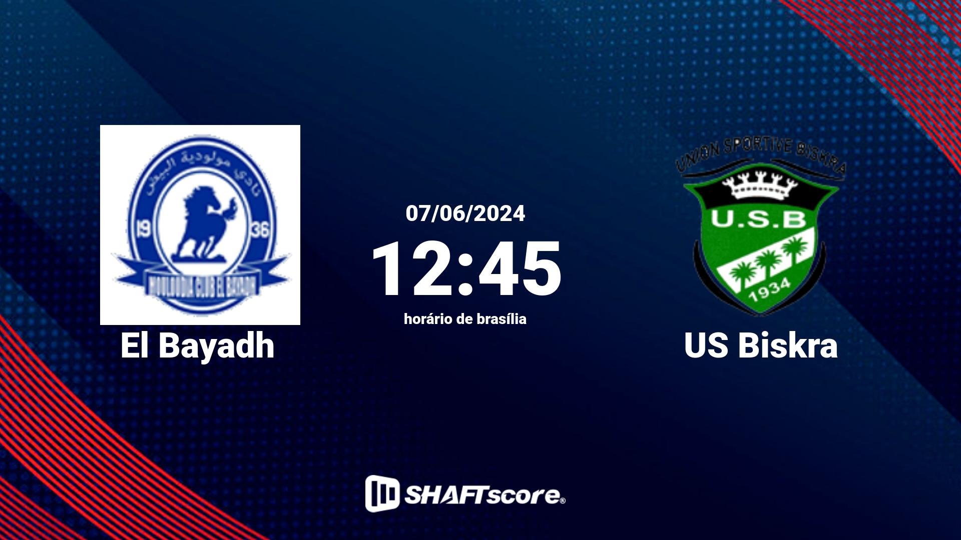 Estatísticas do jogo El Bayadh vs US Biskra 07.06 12:45