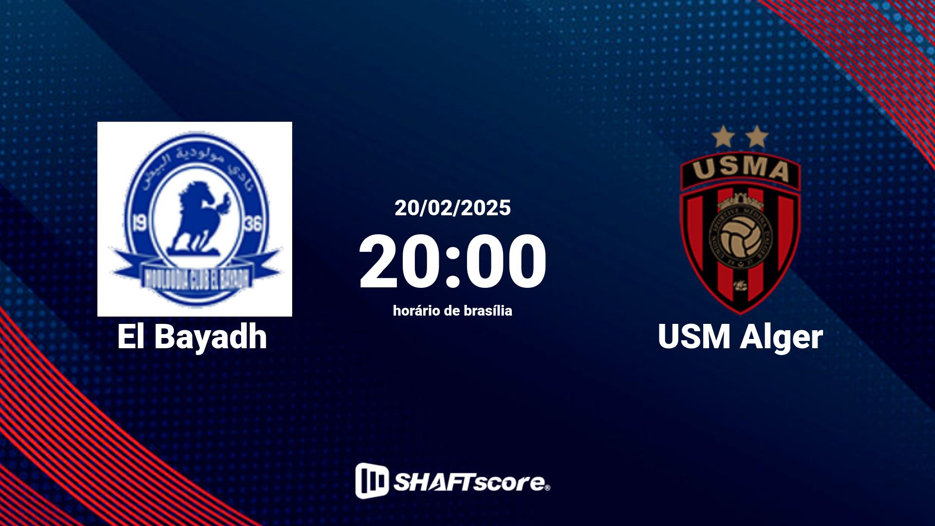 Estatísticas do jogo El Bayadh vs USM Alger 20.02 20:00