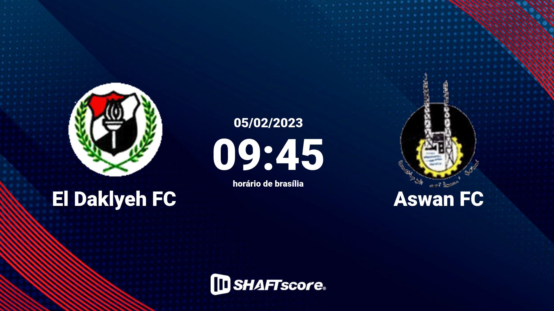 Estatísticas do jogo El Daklyeh FC vs Aswan FC 05.02 09:45