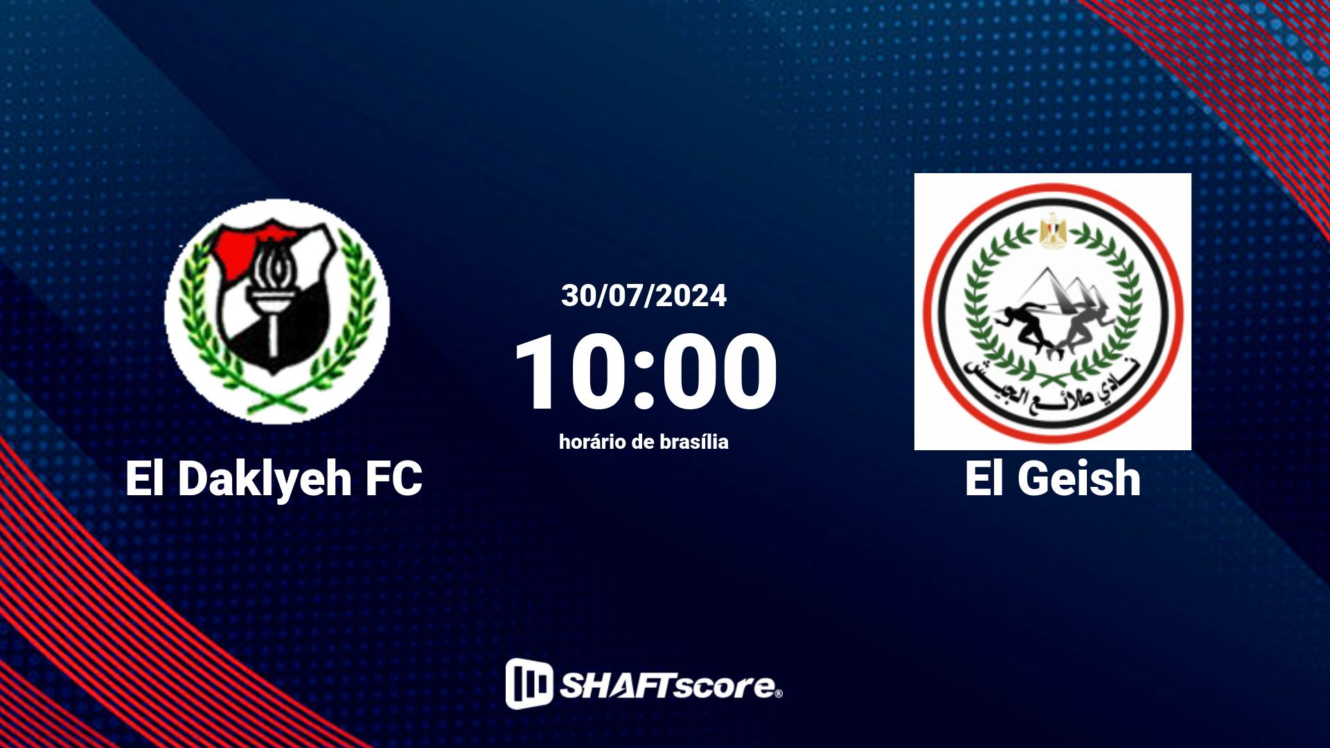Estatísticas do jogo El Daklyeh FC vs El Geish 30.07 10:00