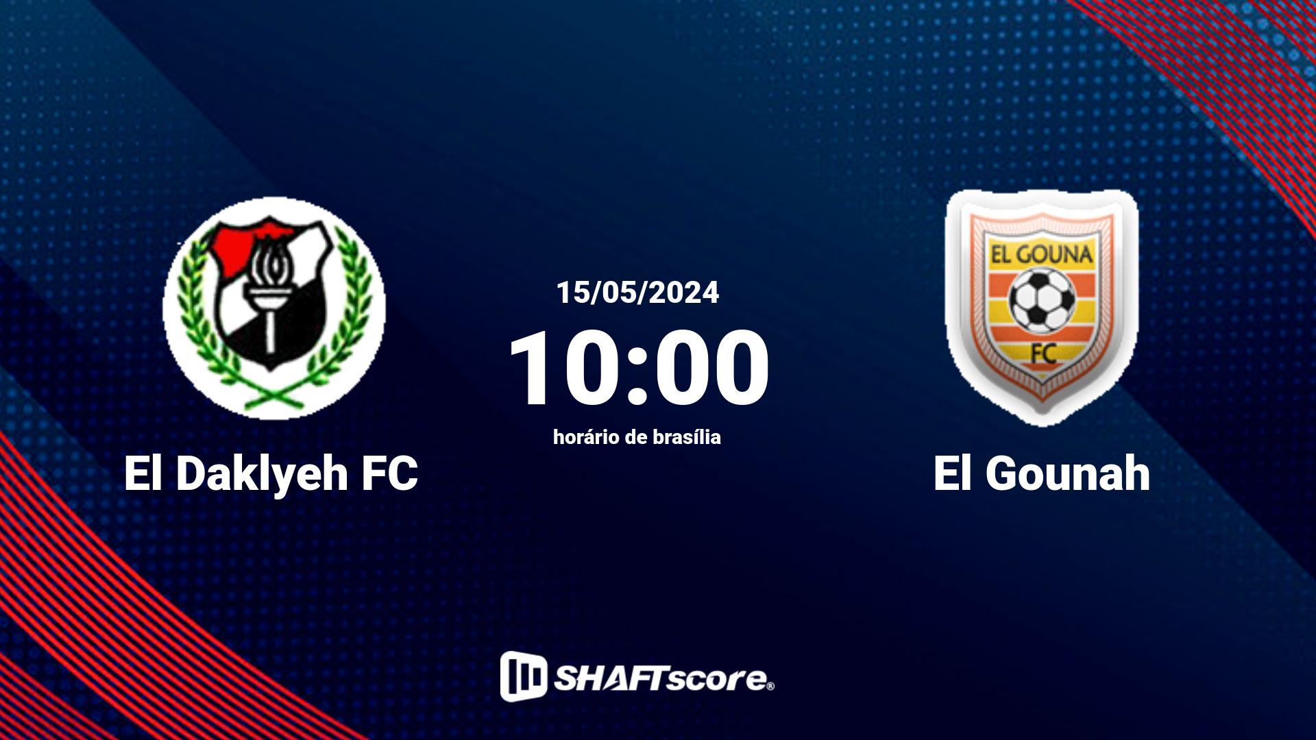Estatísticas do jogo El Daklyeh FC vs El Gounah 15.05 10:00