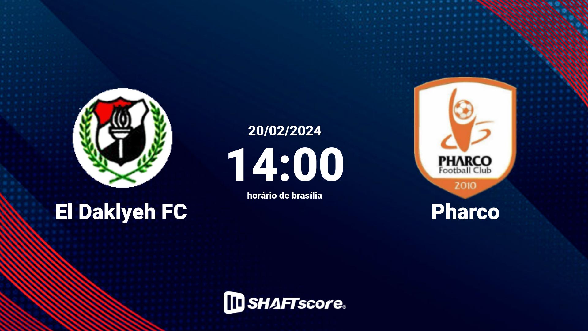 Estatísticas do jogo El Daklyeh FC vs Pharco 20.02 14:00