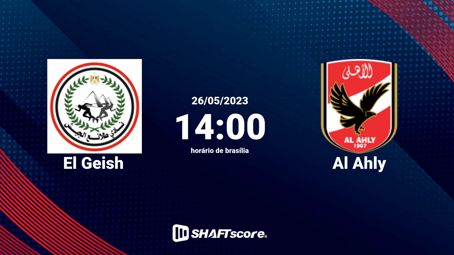 Estatísticas do jogo El Geish vs Al Ahly 26.05 14:00