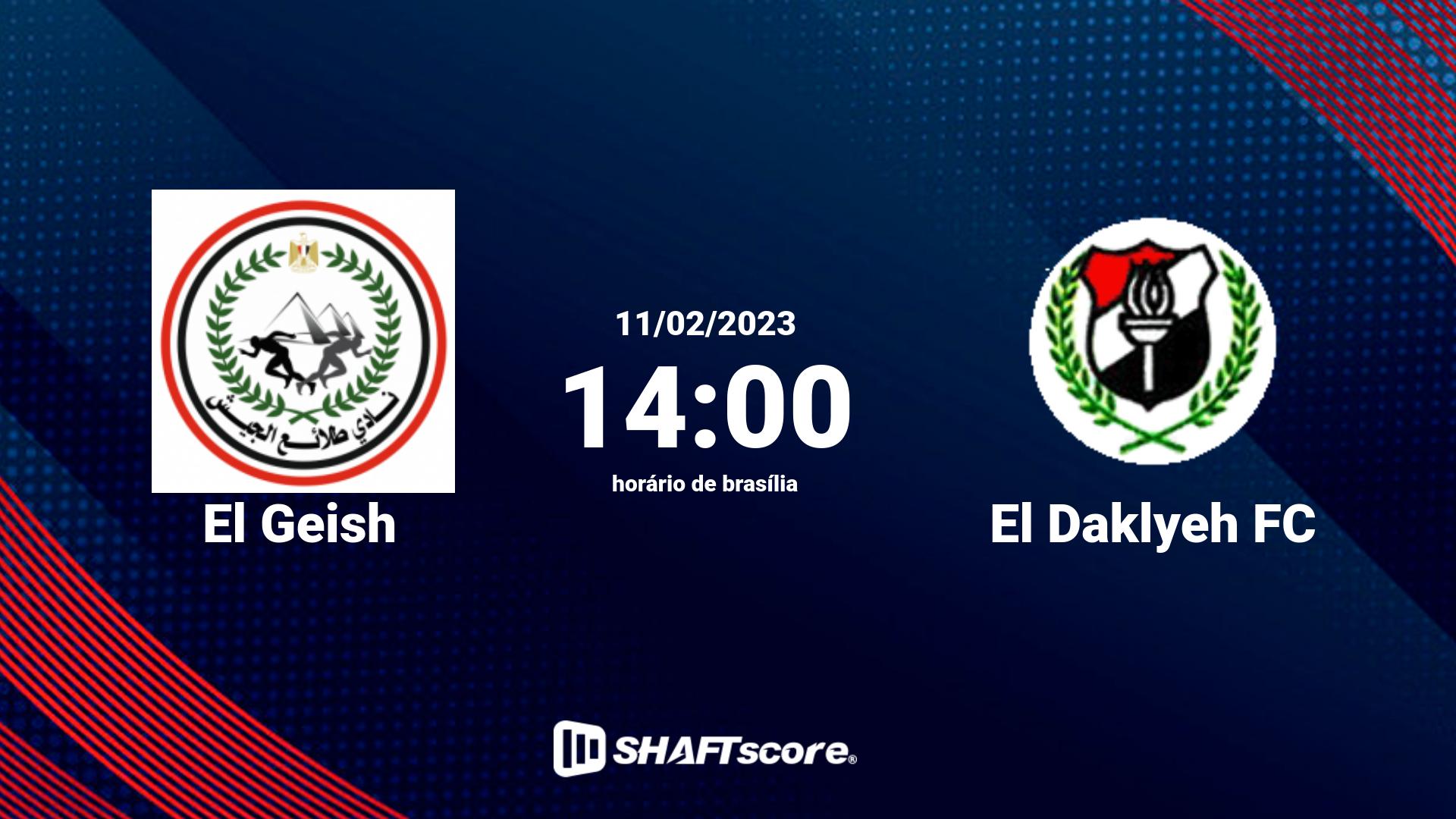 Estatísticas do jogo El Geish vs El Daklyeh FC 11.02 14:00