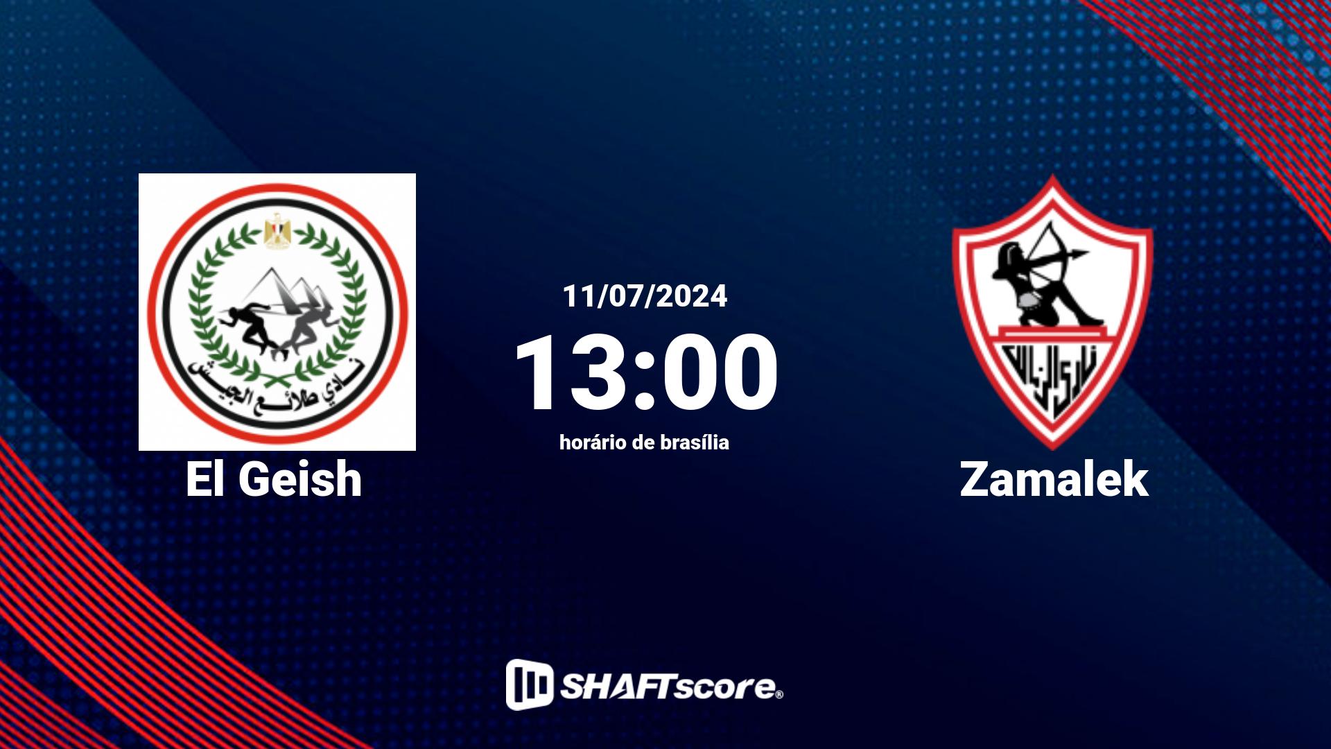 Estatísticas do jogo El Geish vs Zamalek 11.07 13:00