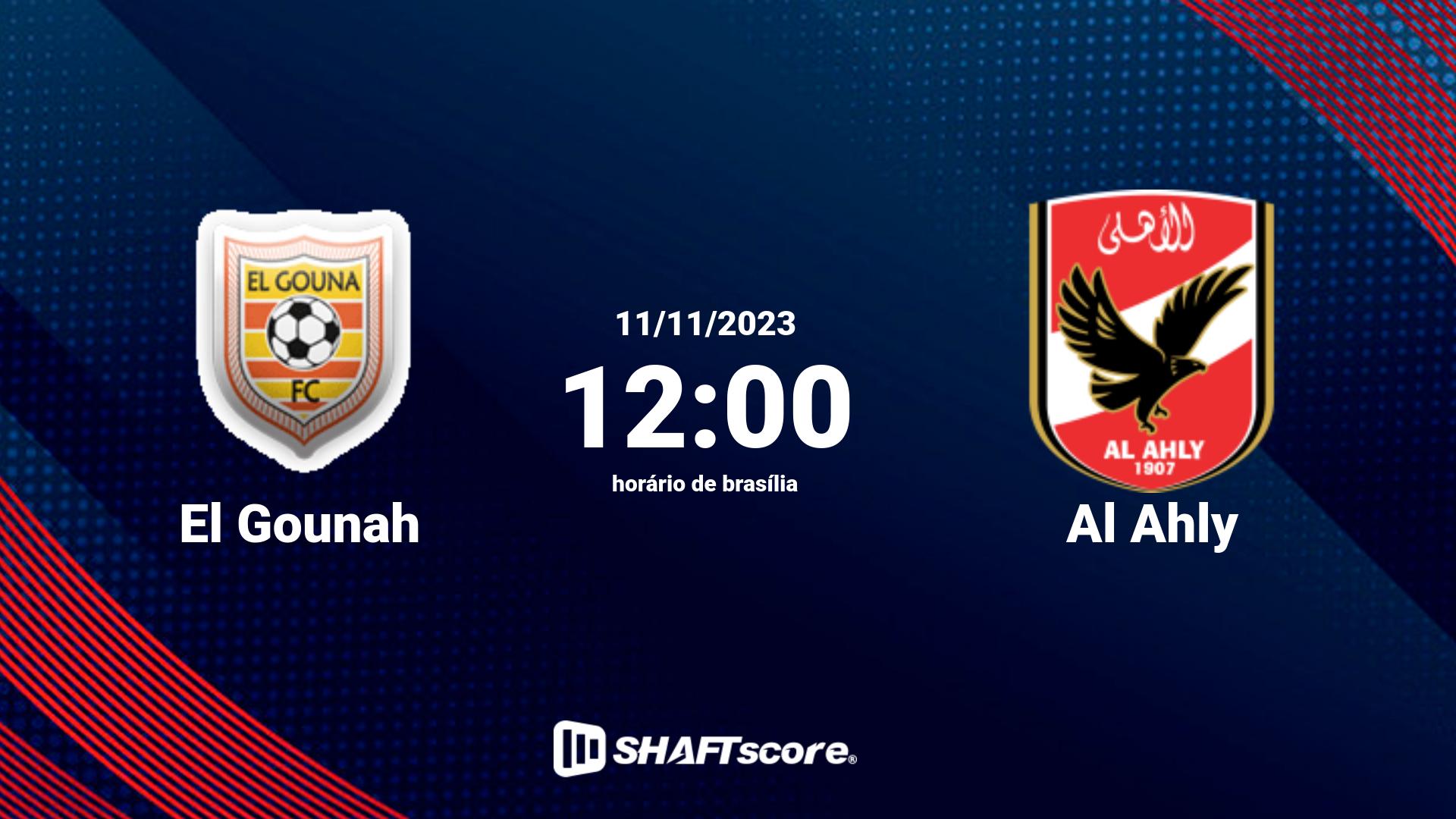 Estatísticas do jogo El Gounah vs Al Ahly 11.11 12:00