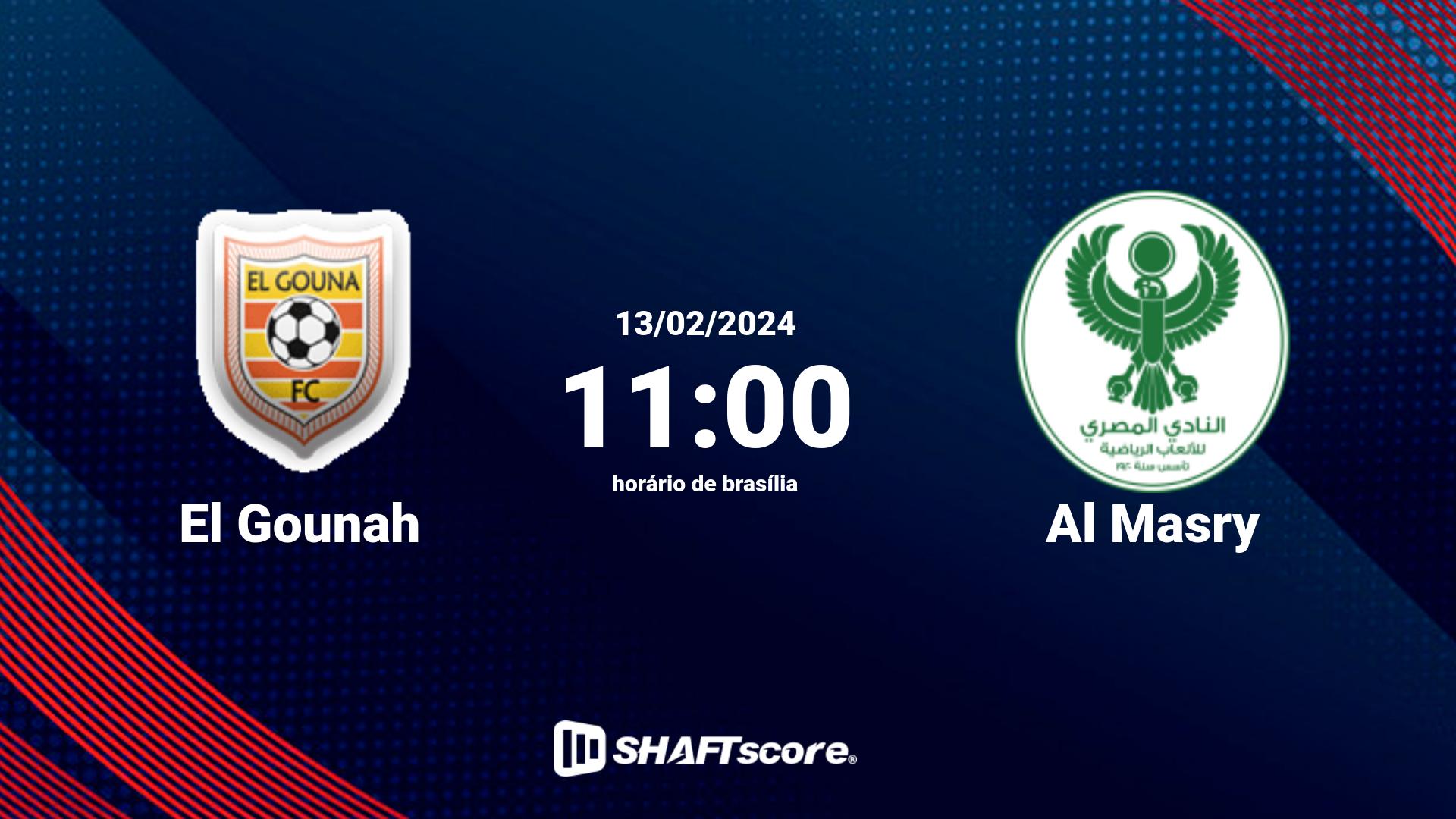 Estatísticas do jogo El Gounah vs Al Masry 13.02 11:00