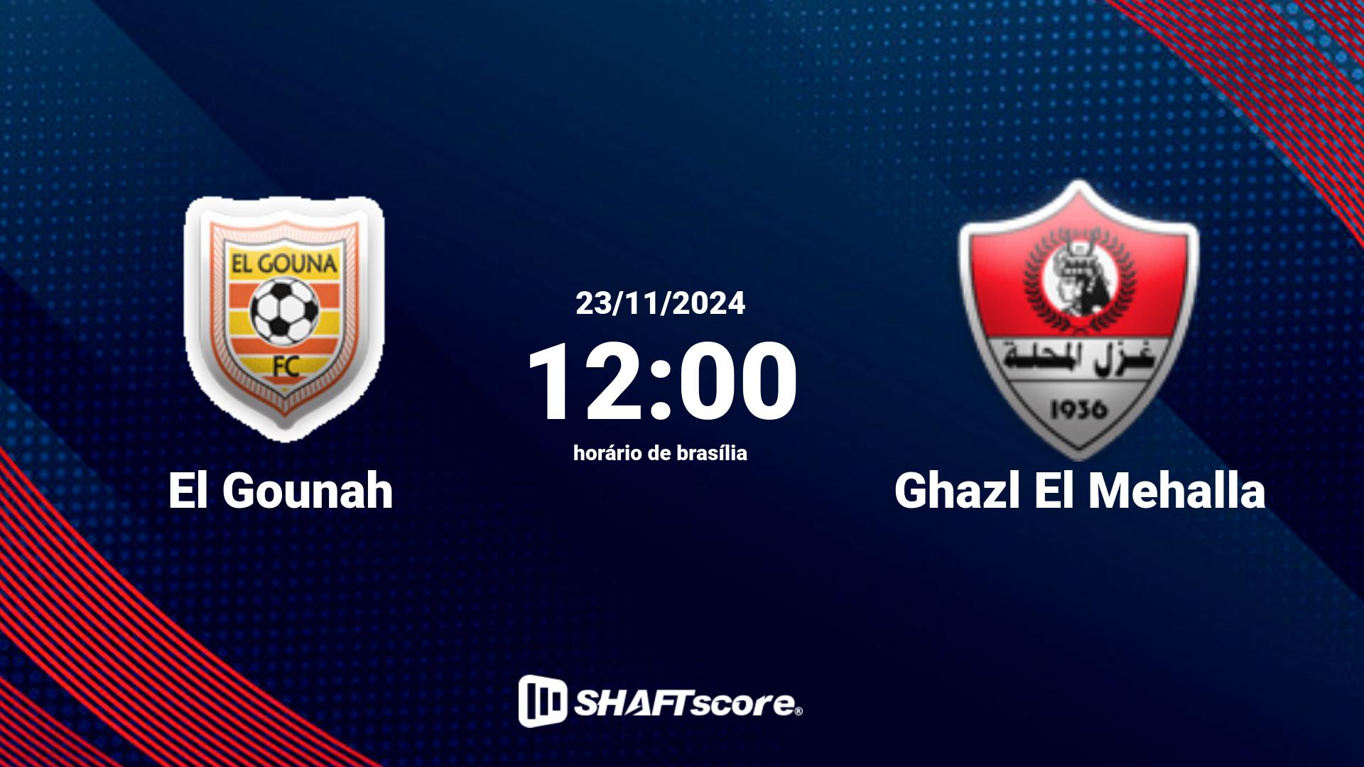 Estatísticas do jogo El Gounah vs Ghazl El Mehalla 23.11 12:00