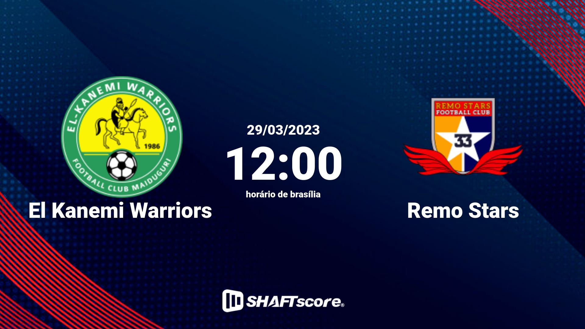 Estatísticas do jogo El Kanemi Warriors vs Remo Stars 29.03 12:00