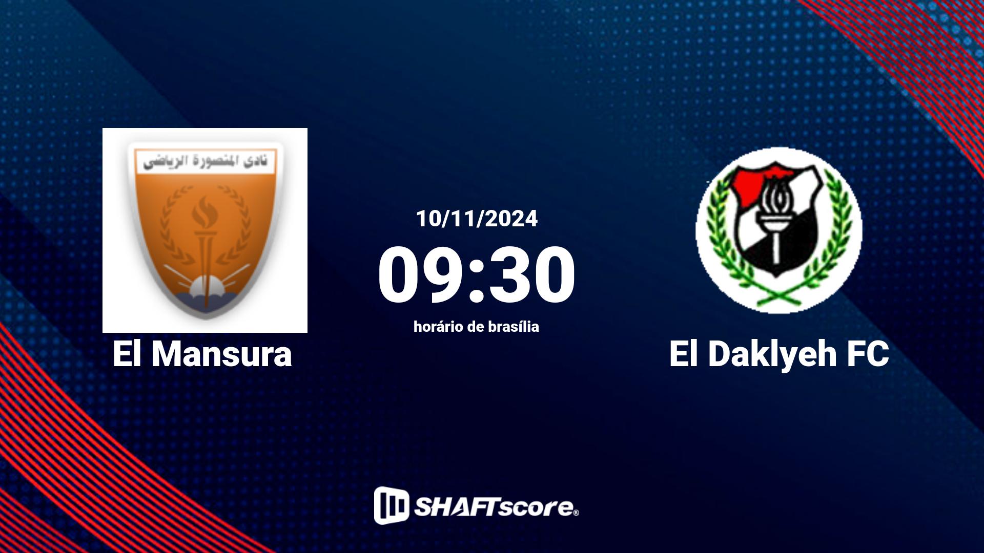 Estatísticas do jogo El Mansura vs El Daklyeh FC 10.11 09:30