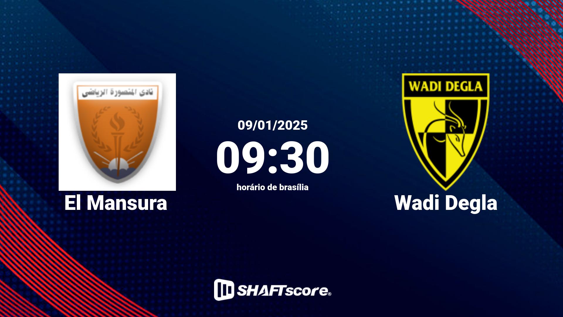 Estatísticas do jogo El Mansura vs Wadi Degla 09.01 09:30