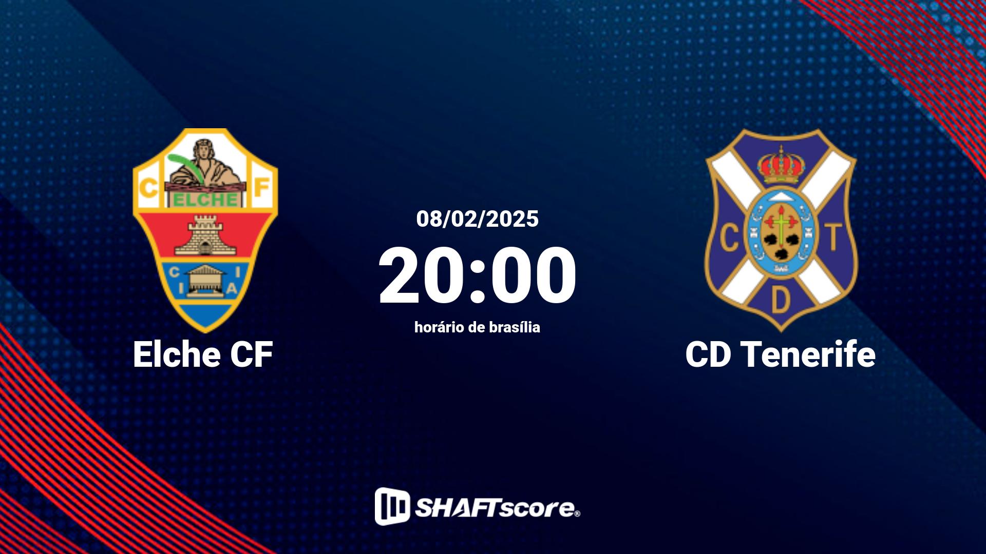 Estatísticas do jogo Elche CF vs CD Tenerife 08.02 20:00