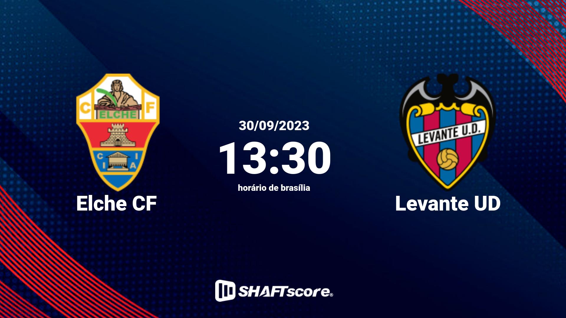 Estatísticas do jogo Elche CF vs Levante UD 30.09 13:30