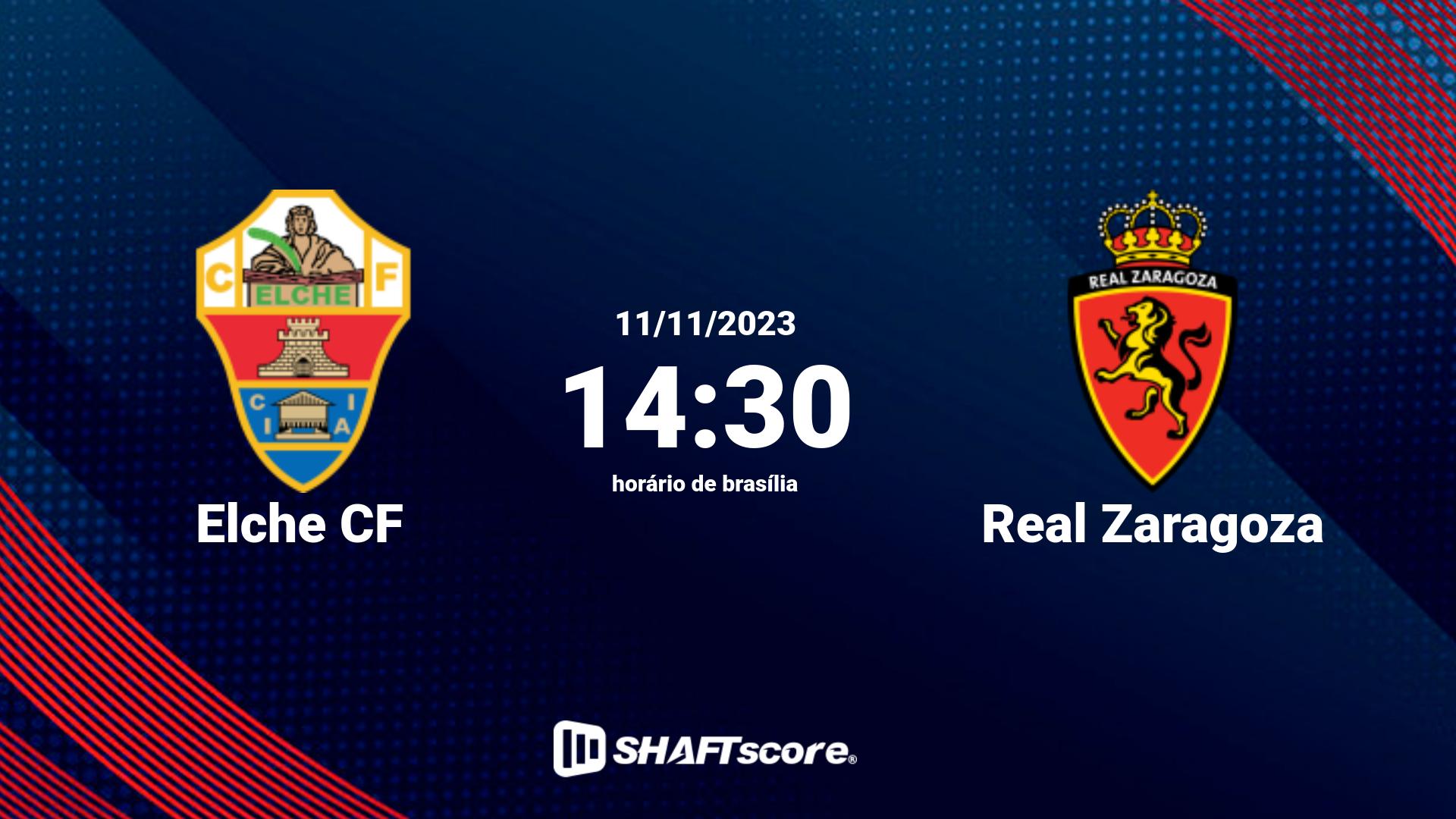 Estatísticas do jogo Elche CF vs Real Zaragoza 11.11 14:30