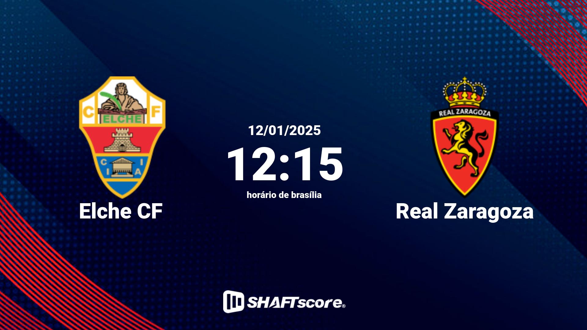 Estatísticas do jogo Elche CF vs Real Zaragoza 12.01 12:15