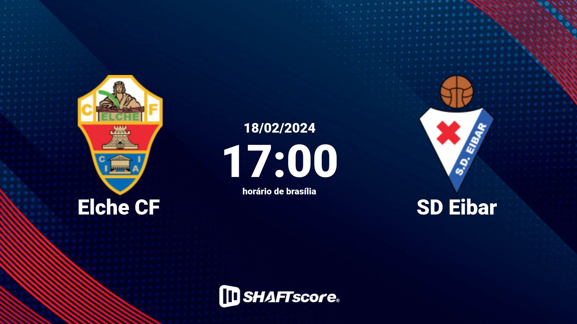 Estatísticas do jogo Elche CF vs SD Eibar 18.02 17:00