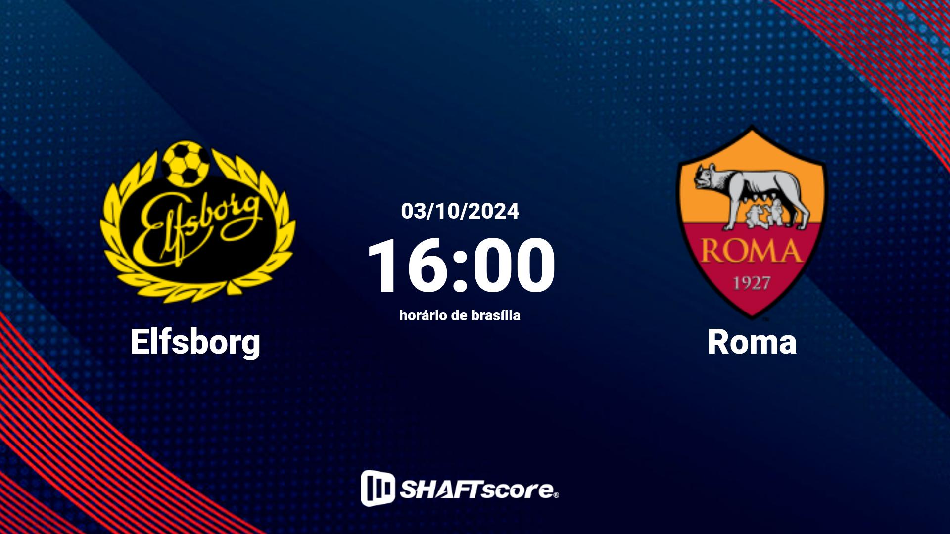 Estatísticas do jogo Elfsborg vs Roma 03.10 16:00