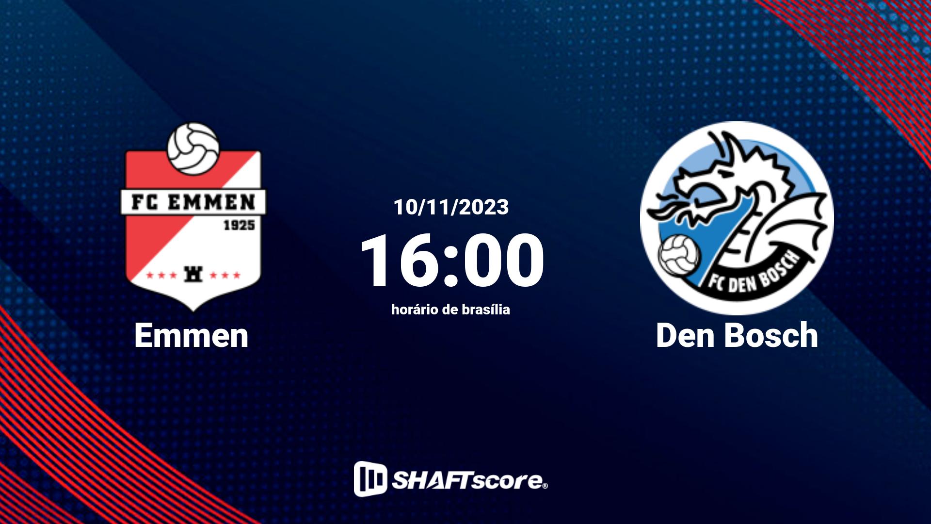 Estatísticas do jogo Emmen vs Den Bosch 10.11 16:00