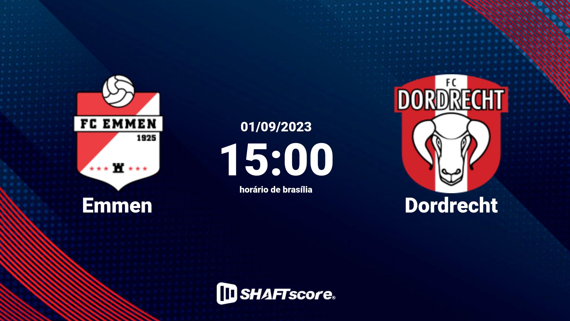 Estatísticas do jogo Emmen vs Dordrecht 01.09 15:00