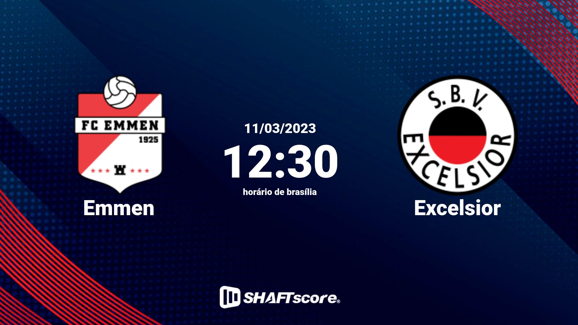 Estatísticas do jogo Emmen vs Excelsior 11.03 12:30