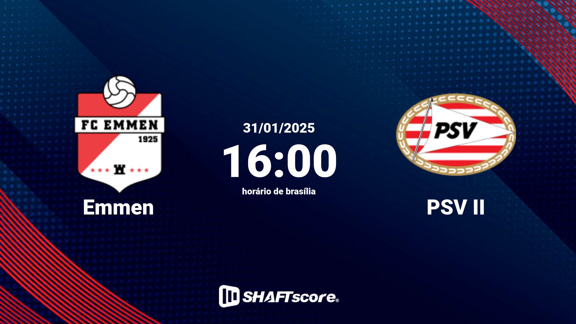 Estatísticas do jogo Emmen vs PSV II 31.01 16:00