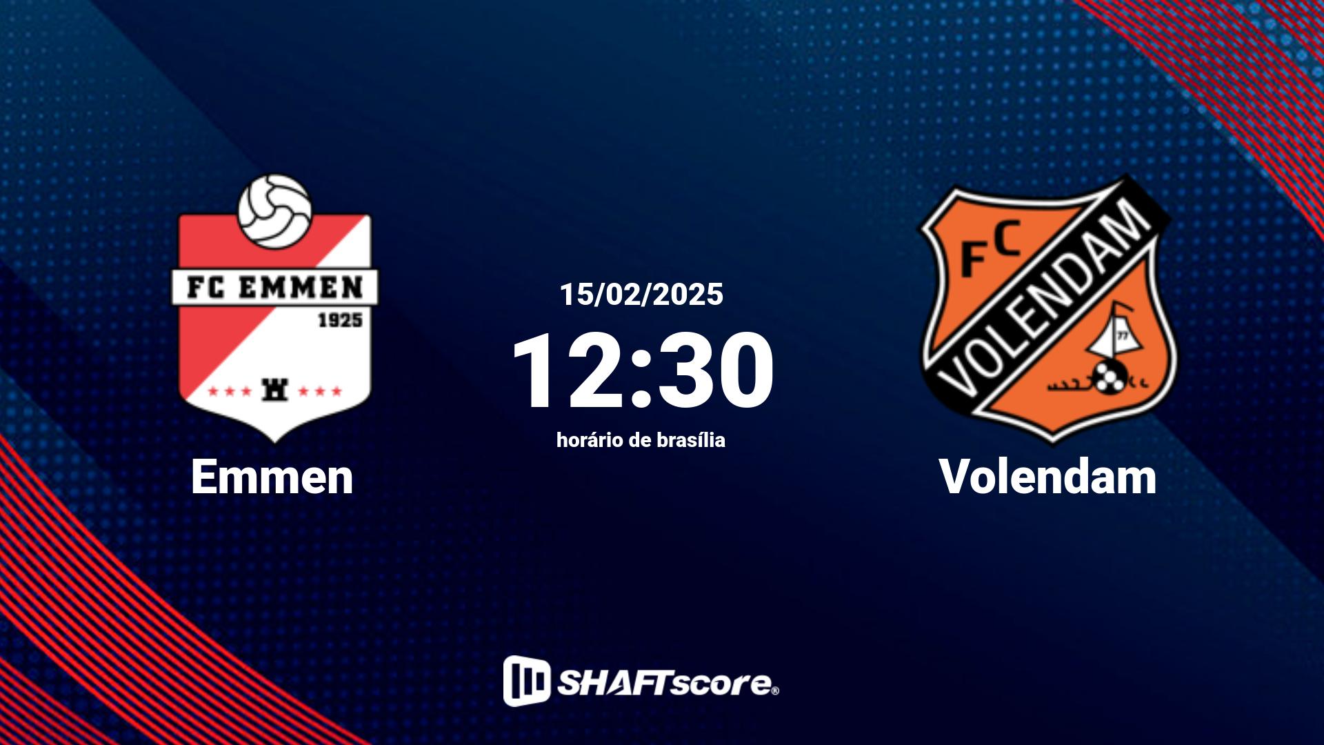 Estatísticas do jogo Emmen vs Volendam 15.02 12:30