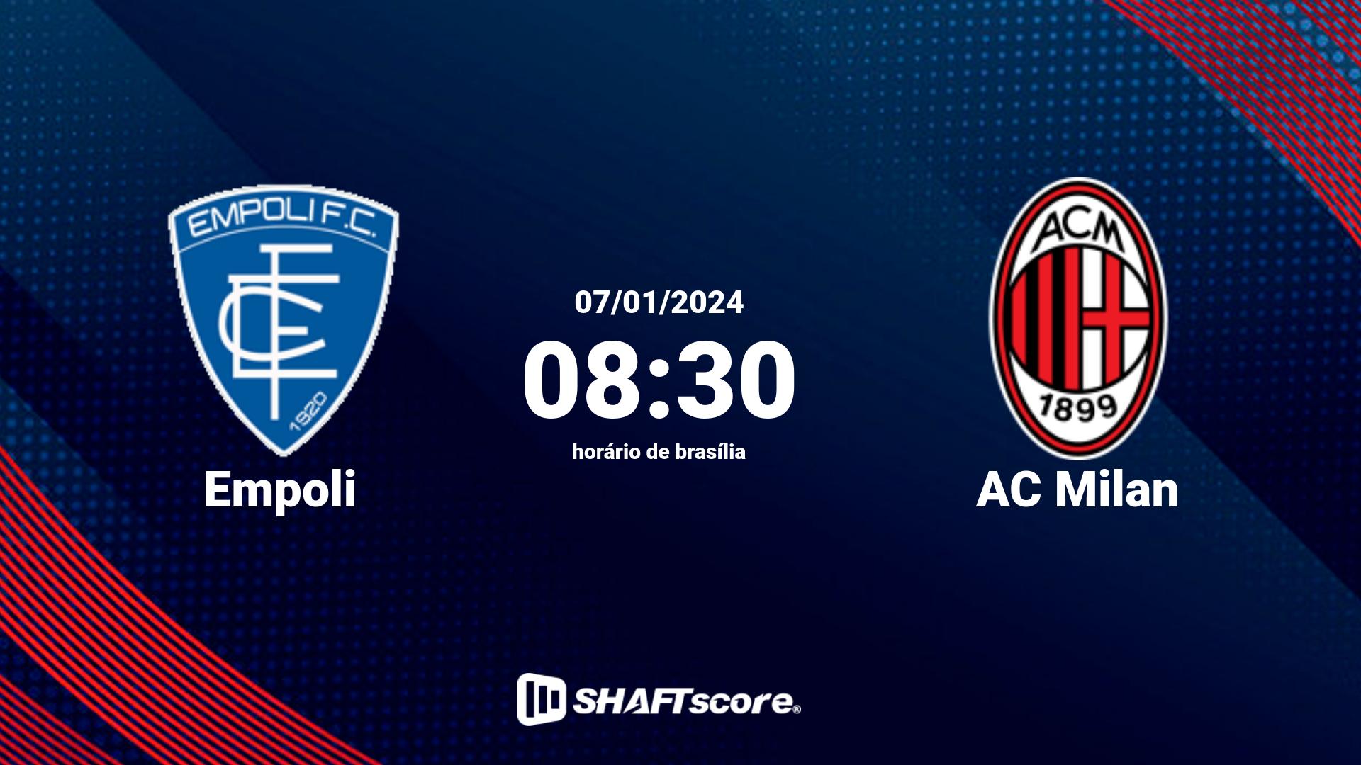 Estatísticas do jogo Empoli vs AC Milan 07.01 08:30