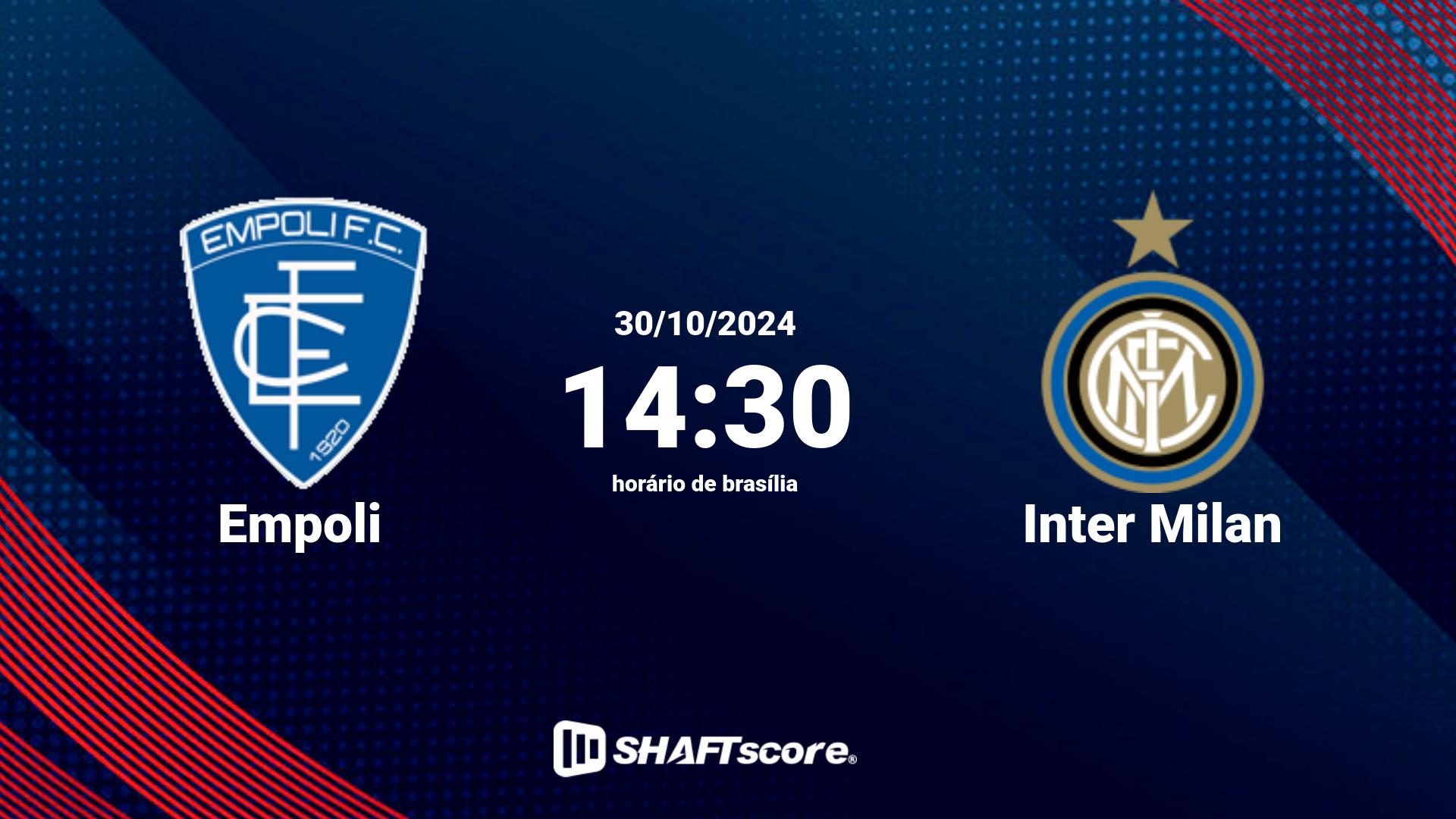 Estatísticas do jogo Empoli vs Inter Milan 30.10 14:30