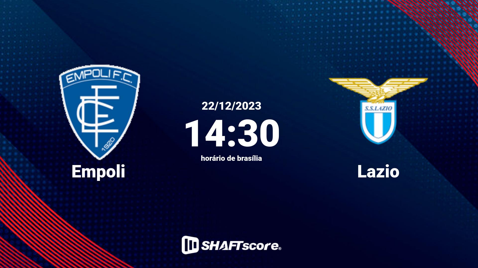 Estatísticas do jogo Empoli vs Lazio 22.12 14:30