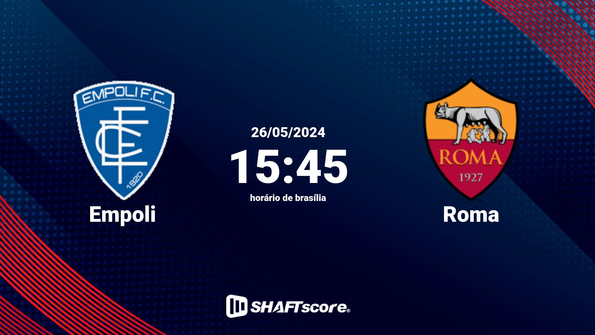 Estatísticas do jogo Empoli vs Roma 26.05 15:45