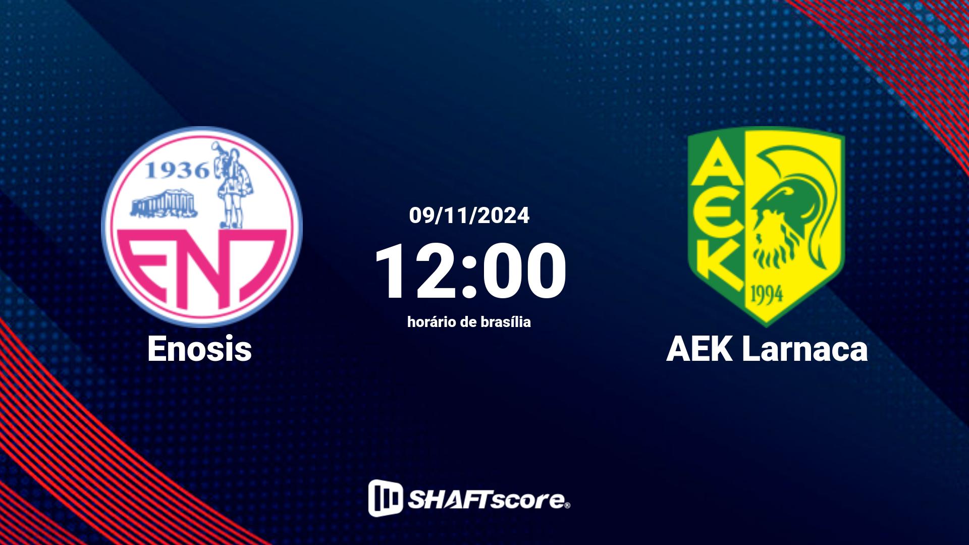 Estatísticas do jogo Enosis vs AEK Larnaca 09.11 12:00