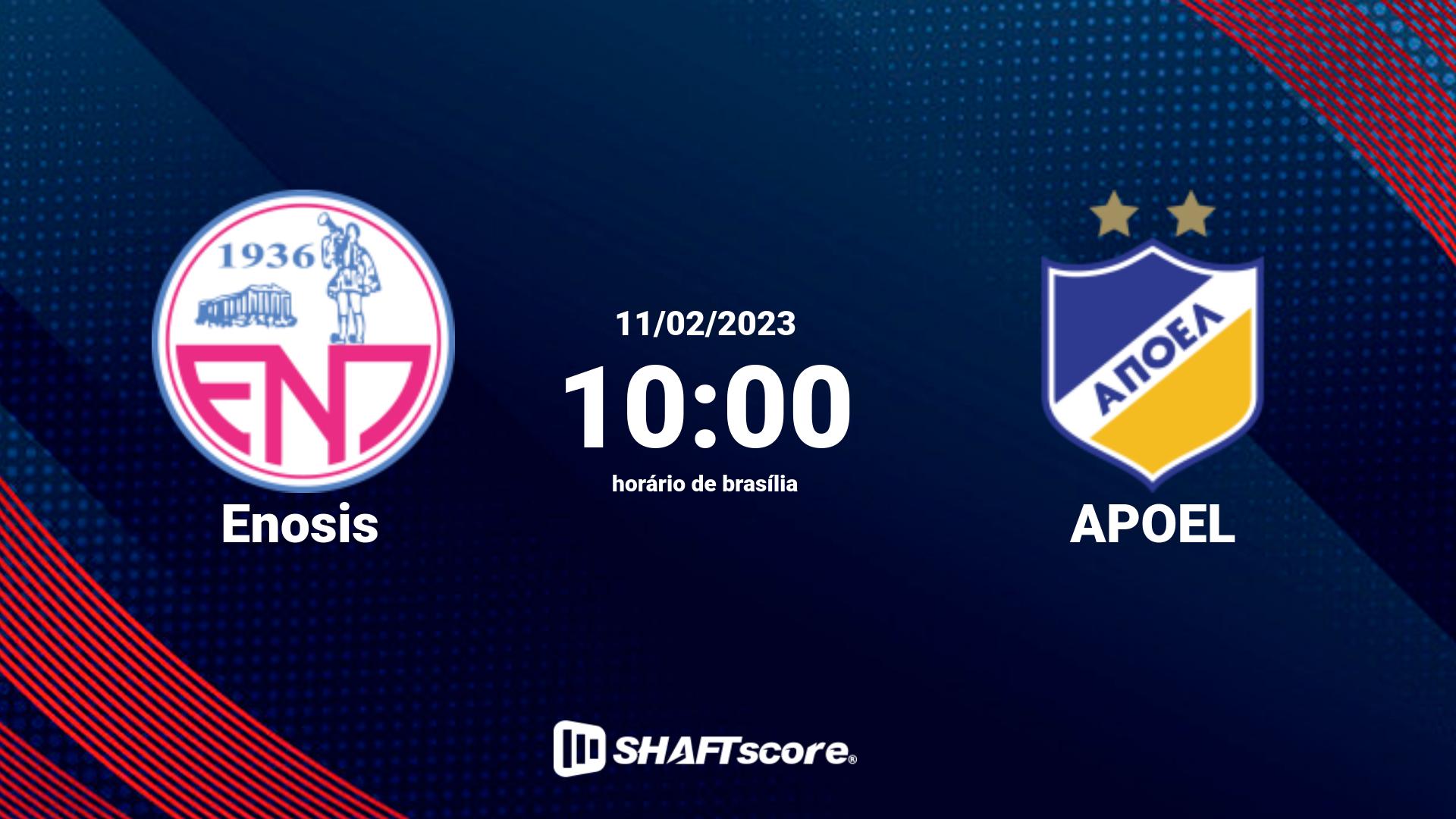 Estatísticas do jogo Enosis vs APOEL 11.02 10:00