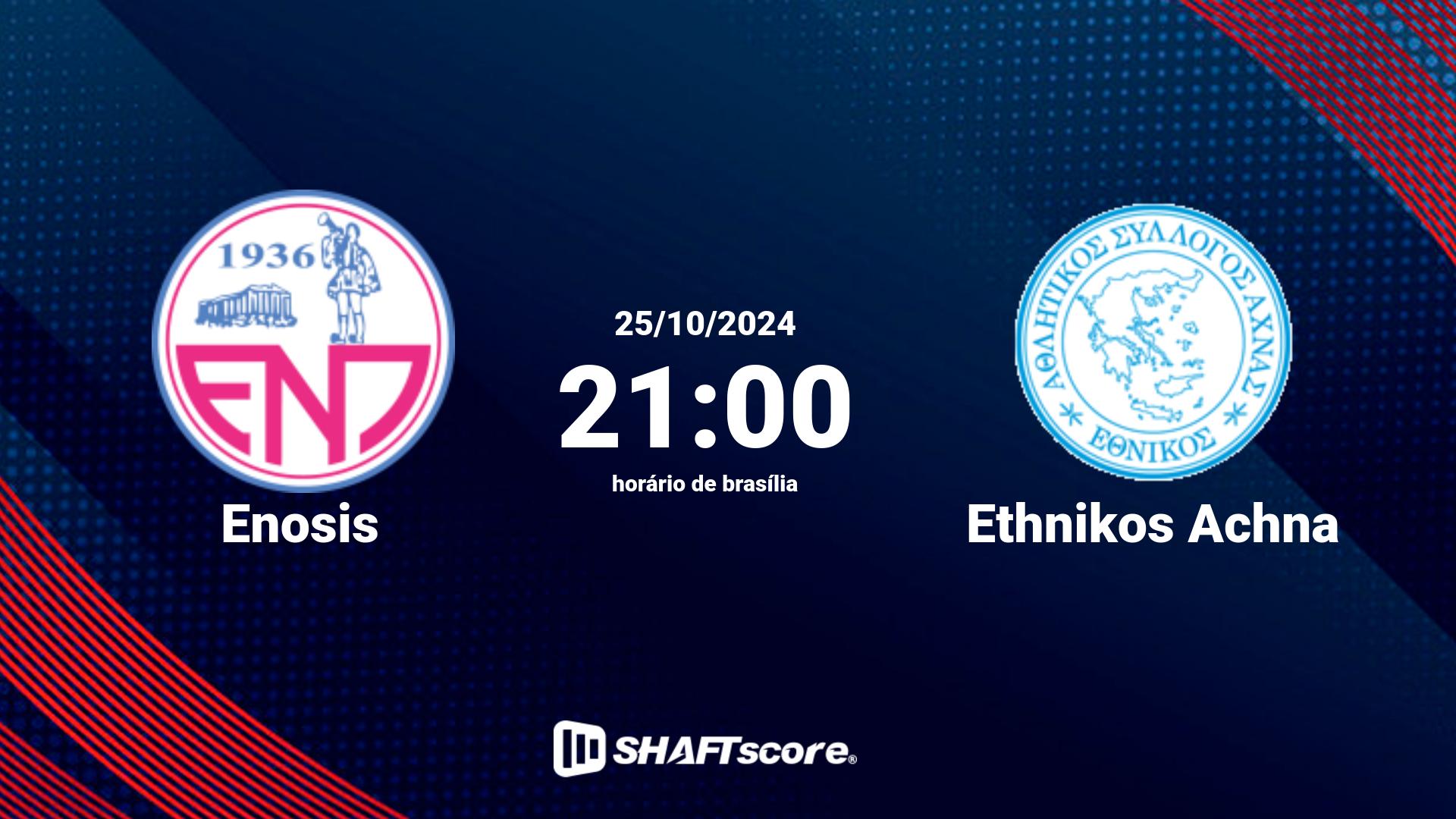 Estatísticas do jogo Enosis vs Ethnikos Achna 25.10 21:00