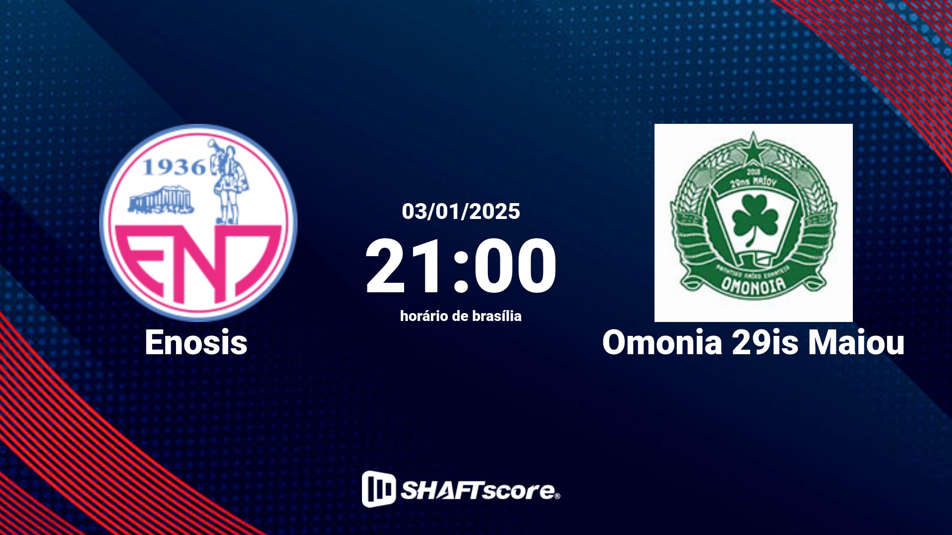 Estatísticas do jogo Enosis vs Omonia 29is Maiou 03.01 21:00