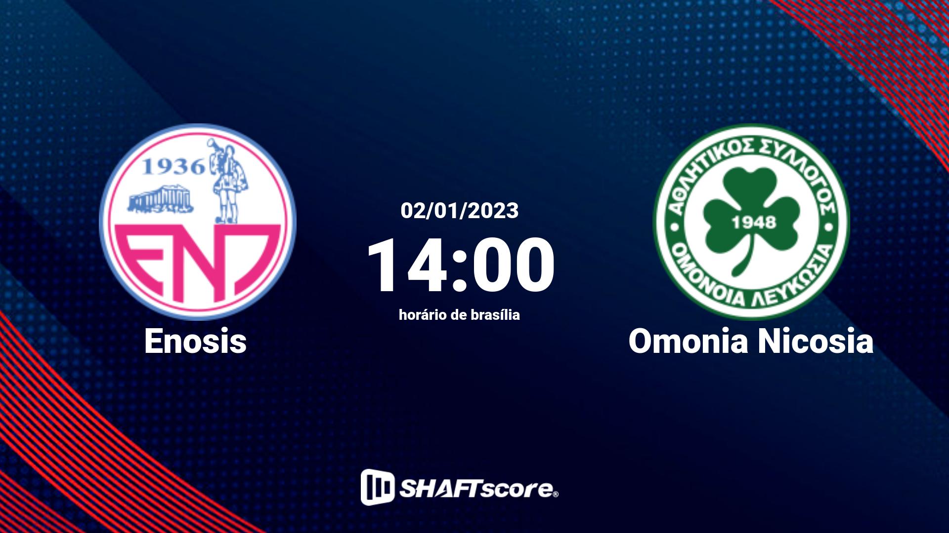 Estatísticas do jogo Enosis vs Omonia Nicosia 02.01 14:00