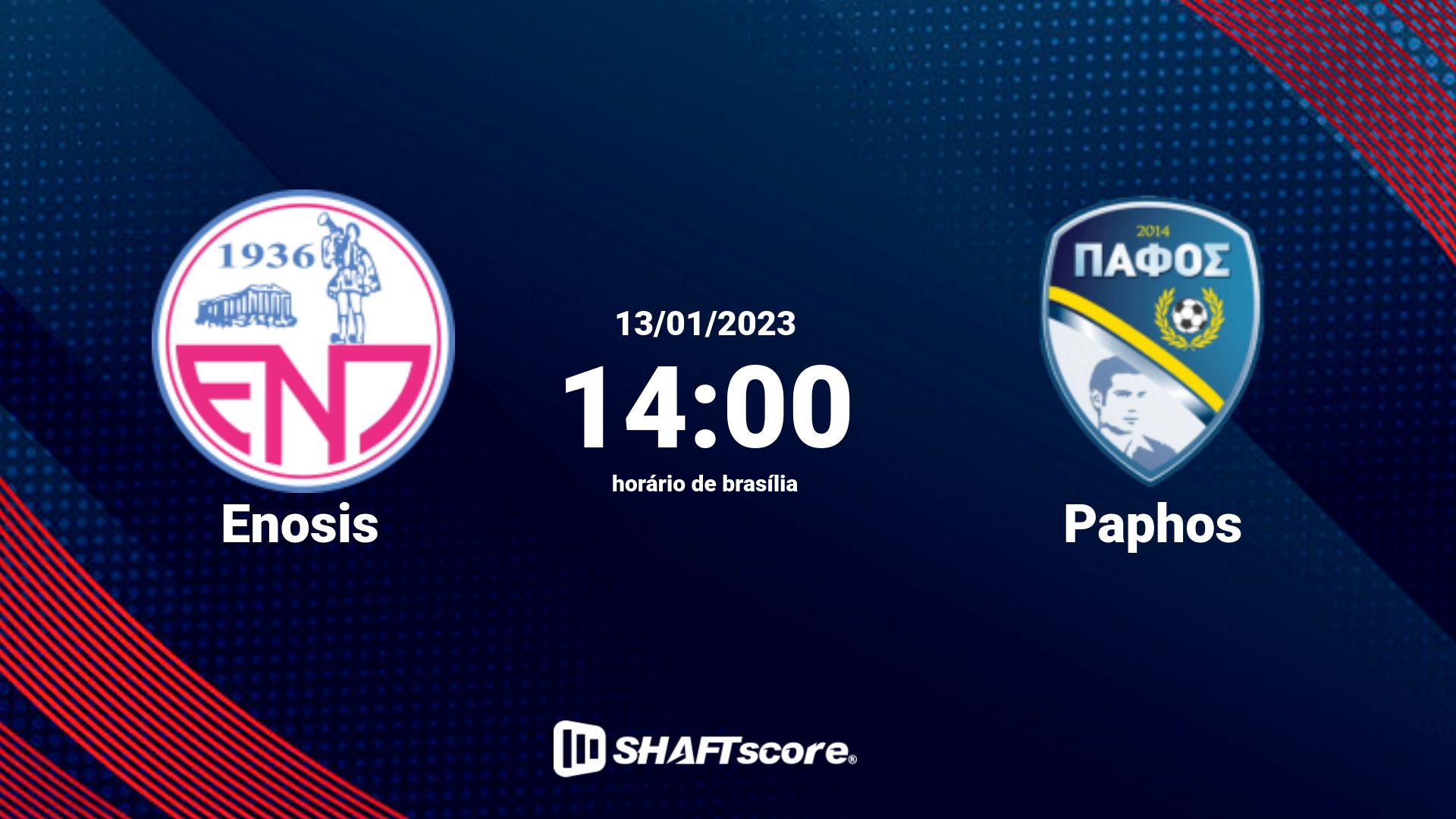 Estatísticas do jogo Enosis vs Paphos 13.01 14:00