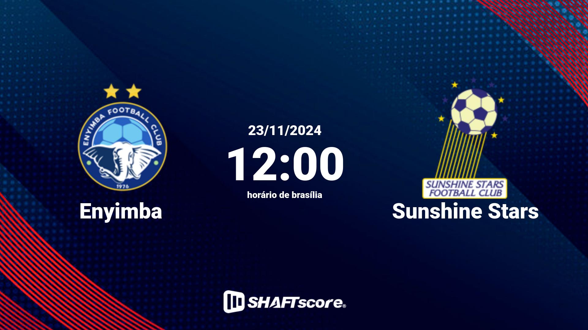 Estatísticas do jogo Enyimba vs Sunshine Stars 23.11 12:00