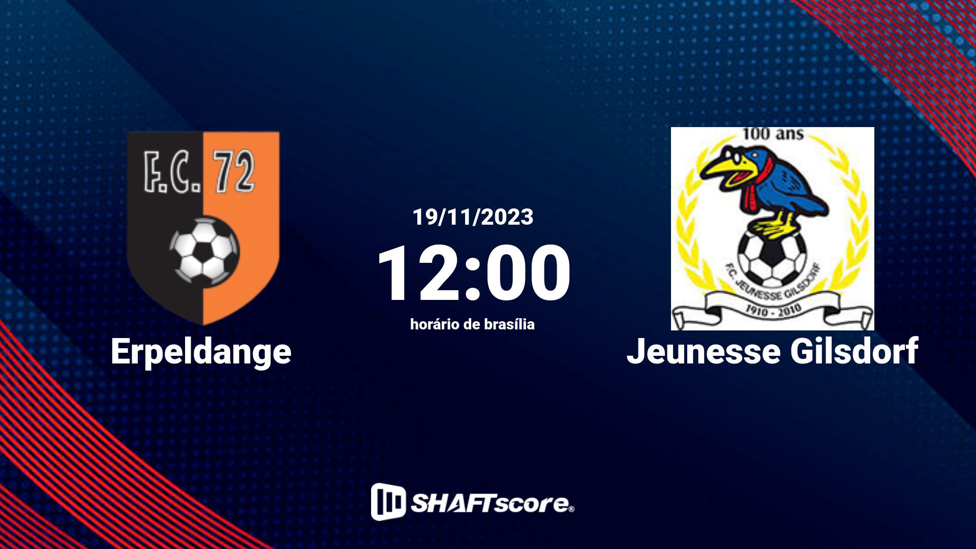 Estatísticas do jogo Erpeldange vs Jeunesse Gilsdorf 19.11 12:00