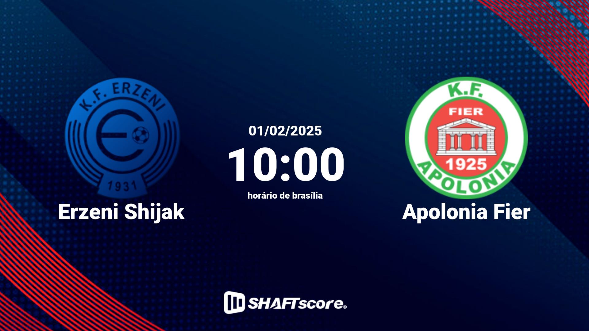 Estatísticas do jogo Erzeni Shijak vs Apolonia Fier 01.02 10:00