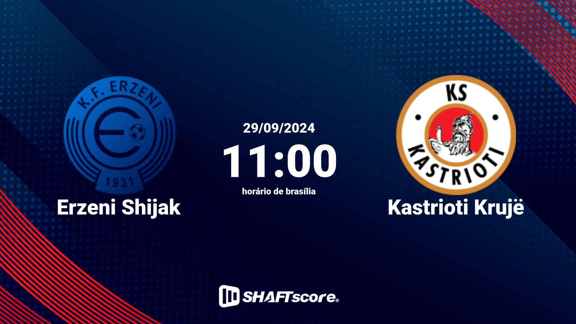 Estatísticas do jogo Erzeni Shijak vs Kastrioti Krujë 29.09 11:00