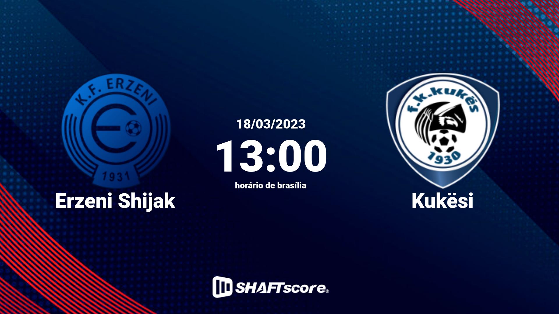 Estatísticas do jogo Erzeni Shijak vs Kukësi 18.03 13:00