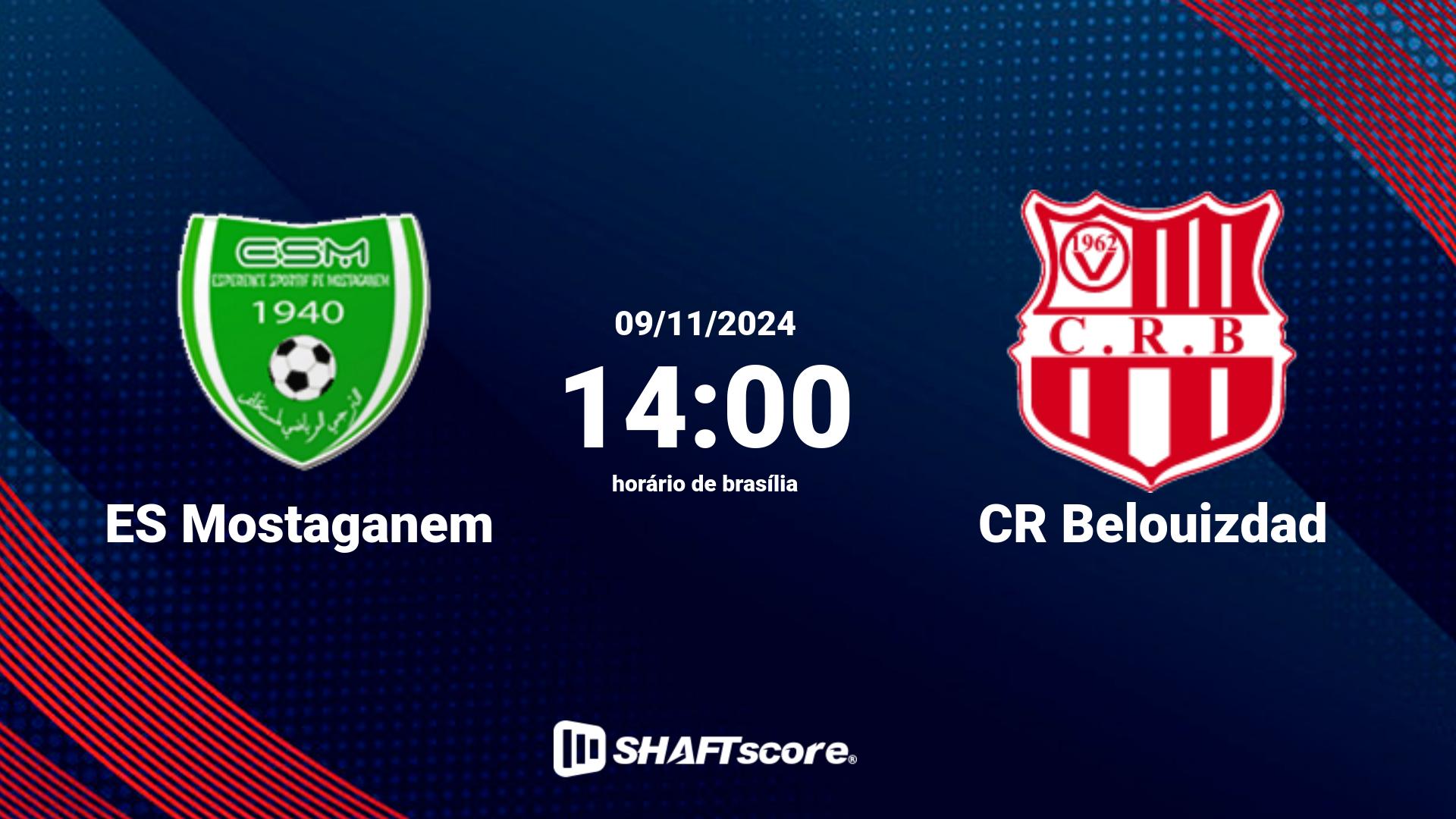 Estatísticas do jogo ES Mostaganem vs CR Belouizdad 09.11 14:00