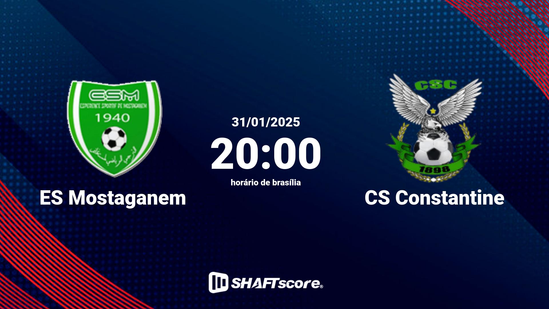 Estatísticas do jogo ES Mostaganem vs CS Constantine 31.01 20:00