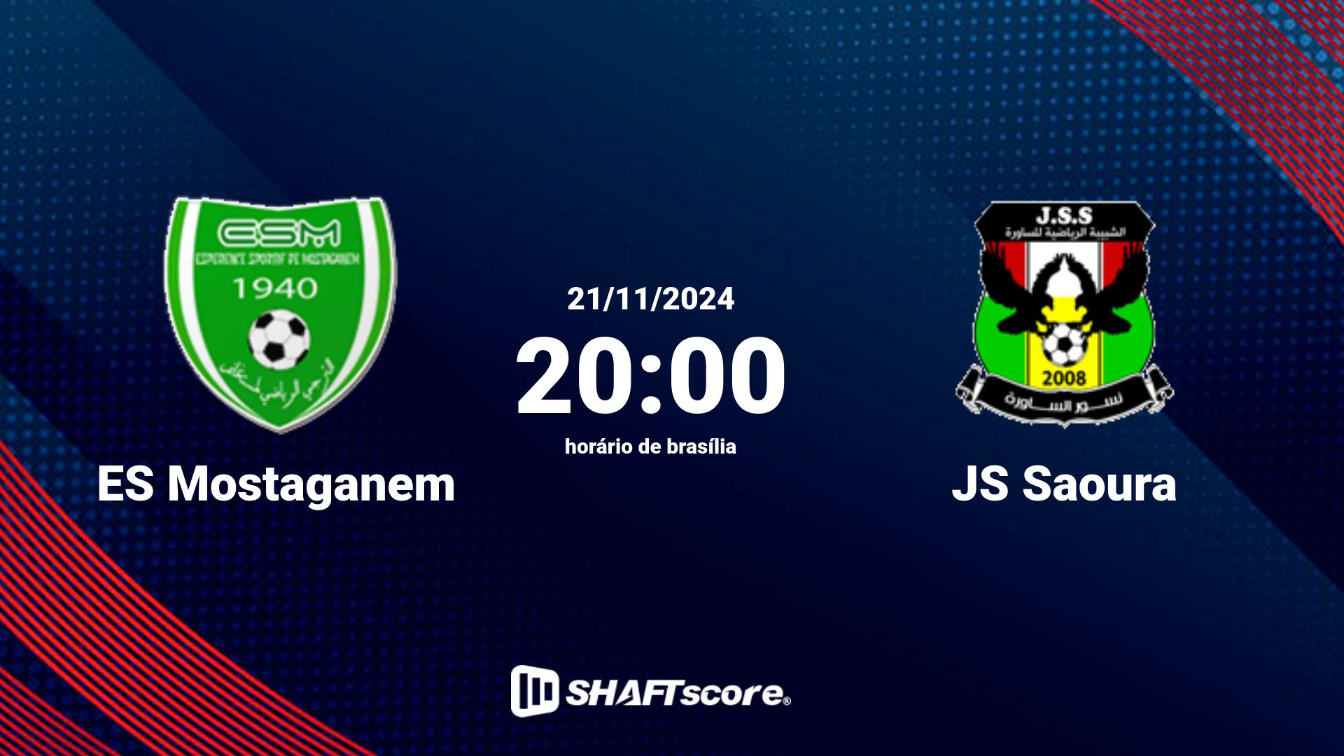 Estatísticas do jogo ES Mostaganem vs JS Saoura 21.11 20:00