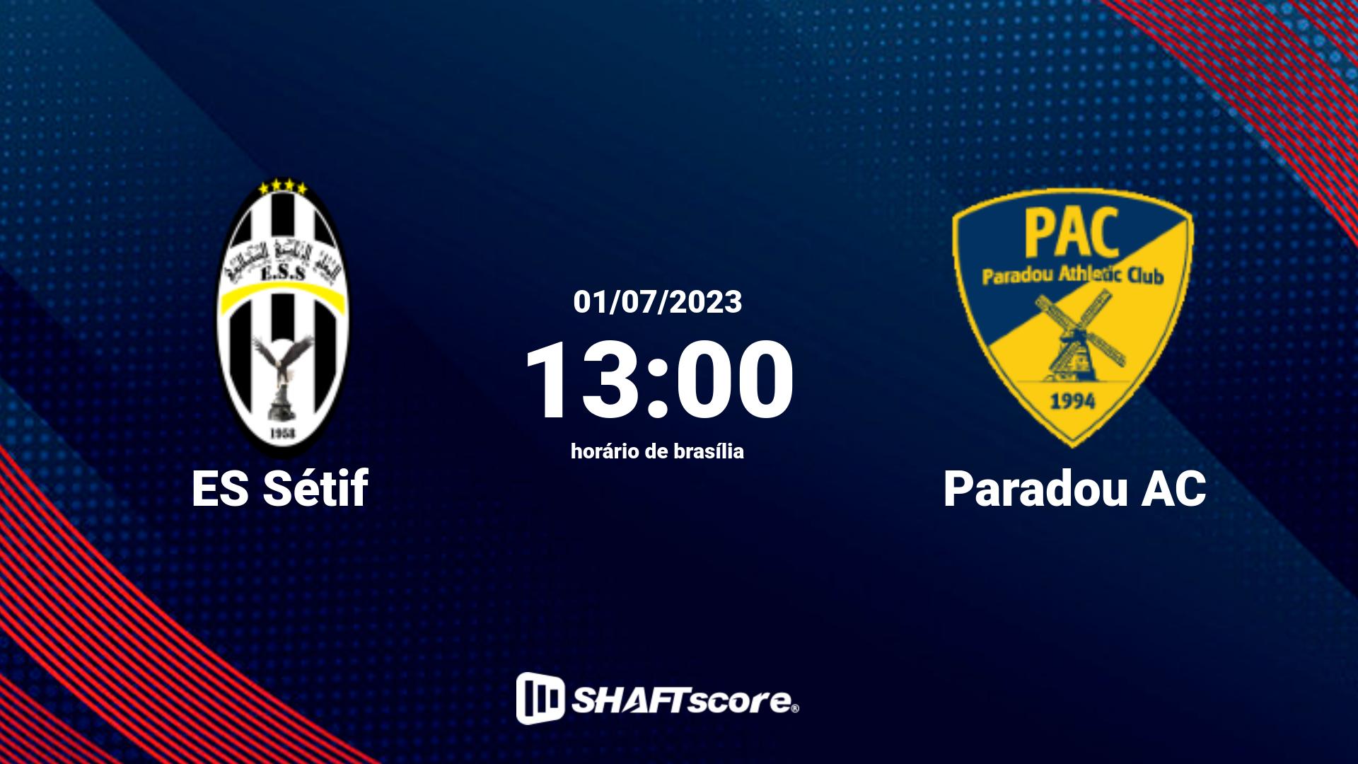 Estatísticas do jogo ES Sétif vs Paradou AC 01.07 13:00