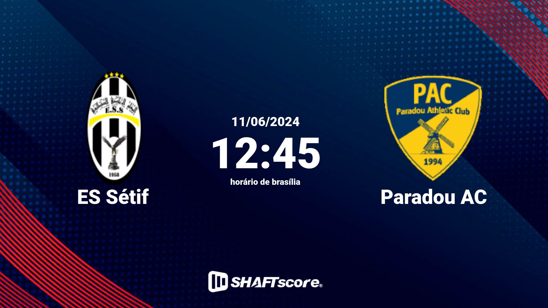 Estatísticas do jogo ES Sétif vs Paradou AC 11.06 12:45