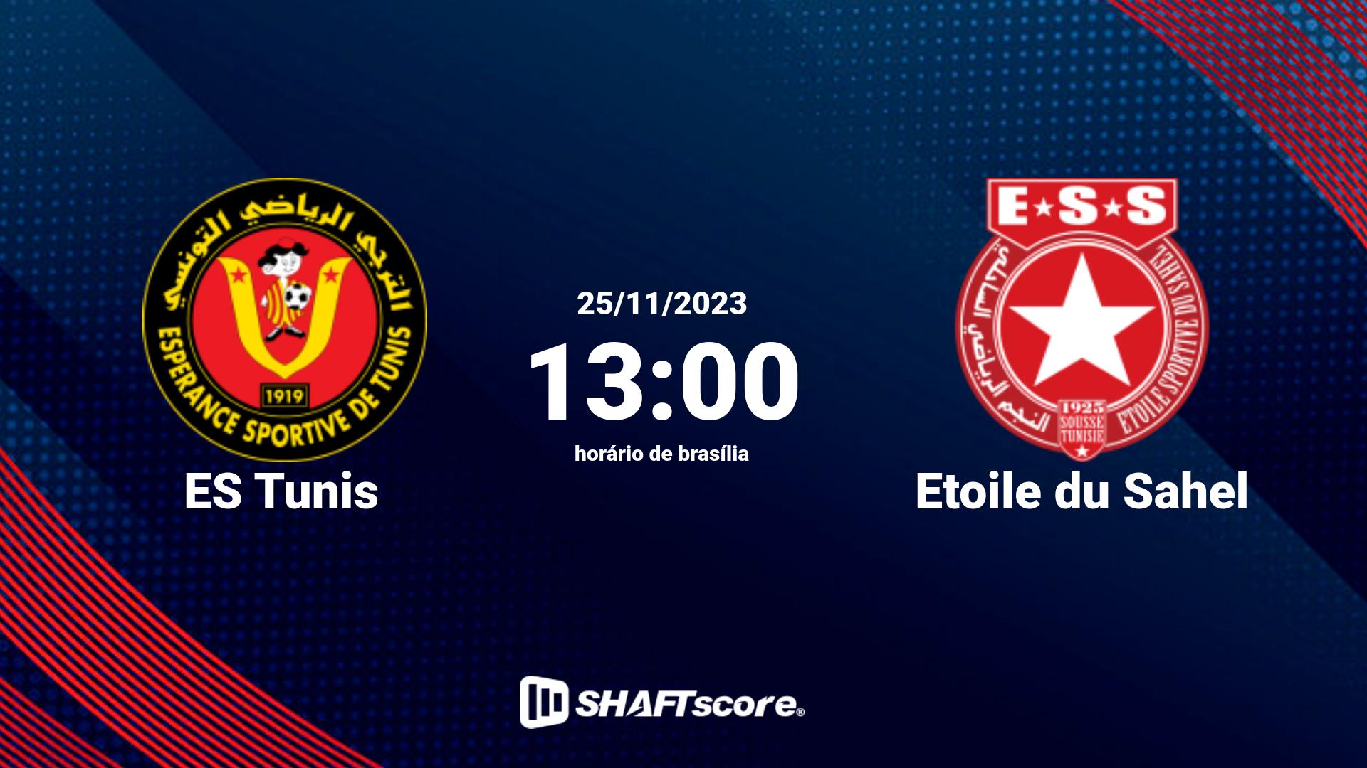 Estatísticas do jogo ES Tunis vs Etoile du Sahel 25.11 13:00