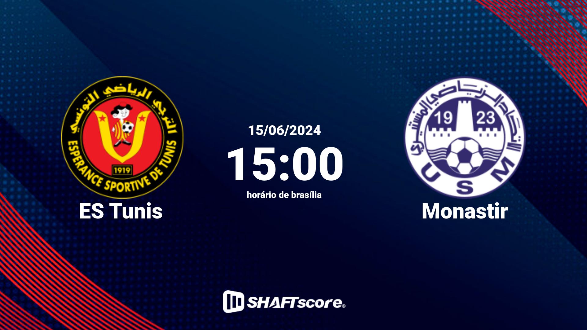 Estatísticas do jogo ES Tunis vs Monastir 15.06 15:00