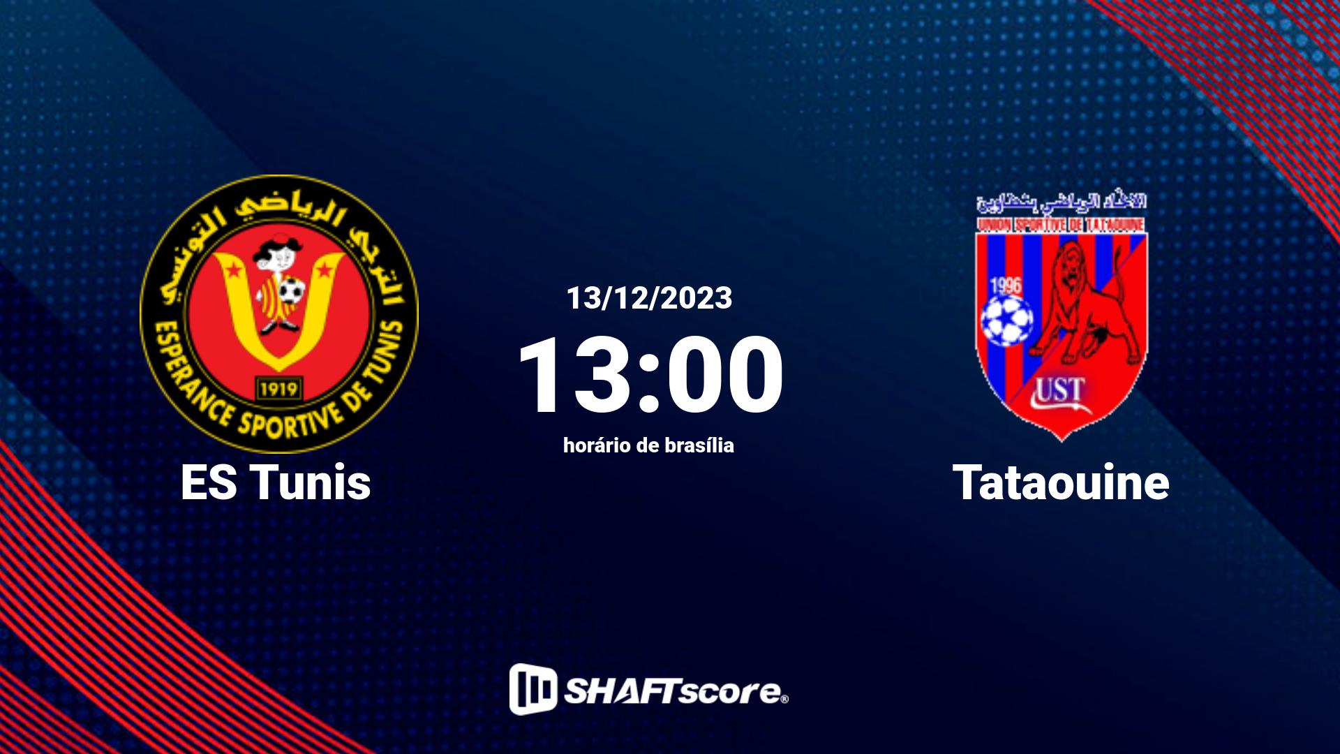 Estatísticas do jogo ES Tunis vs Tataouine 13.12 13:00