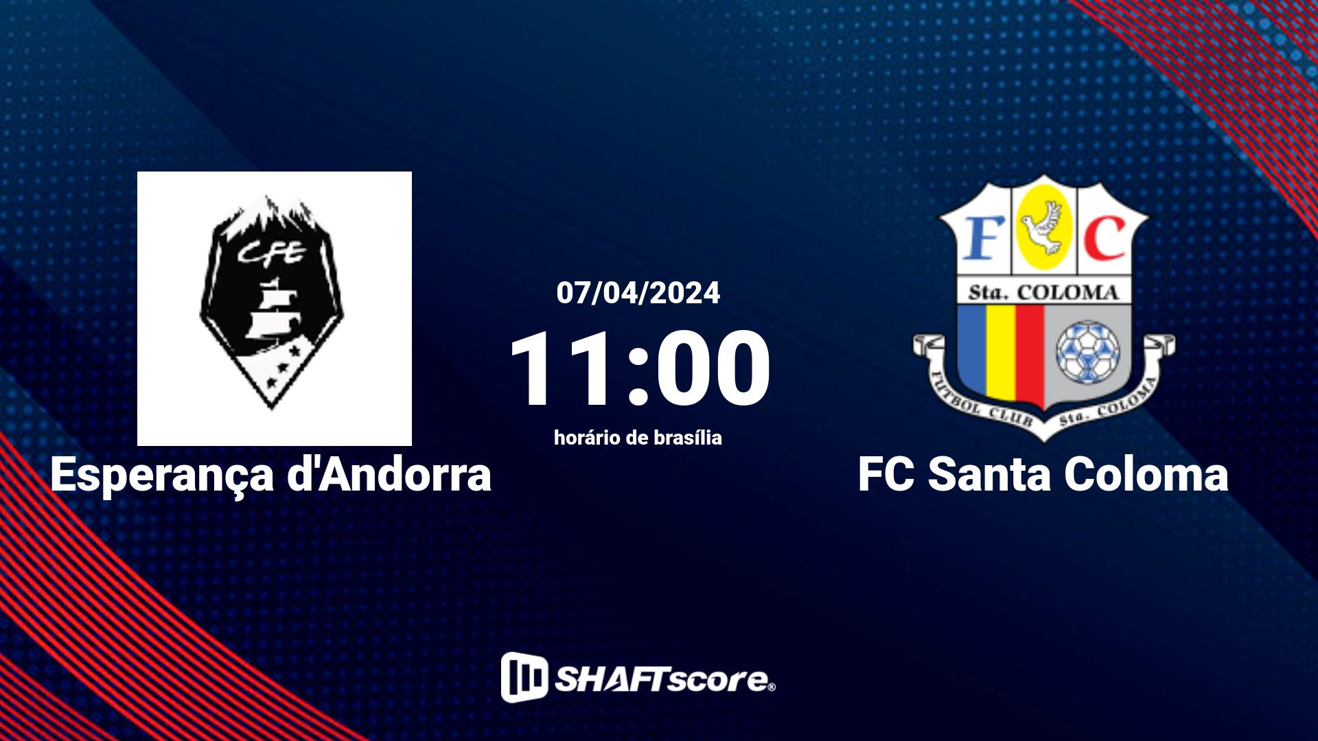 Estatísticas do jogo Esperança d'Andorra vs FC Santa Coloma 07.04 11:00